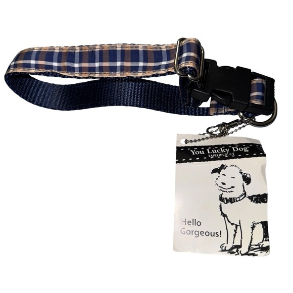 You Luck Dog Other - NWT Plaid Blue Dog Collar size Medium